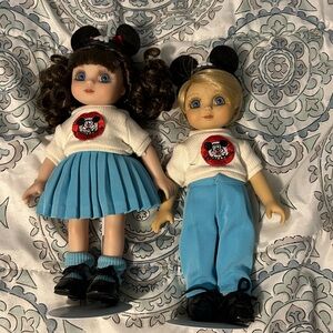 Mickey & Minnie club house dolls. On stands
